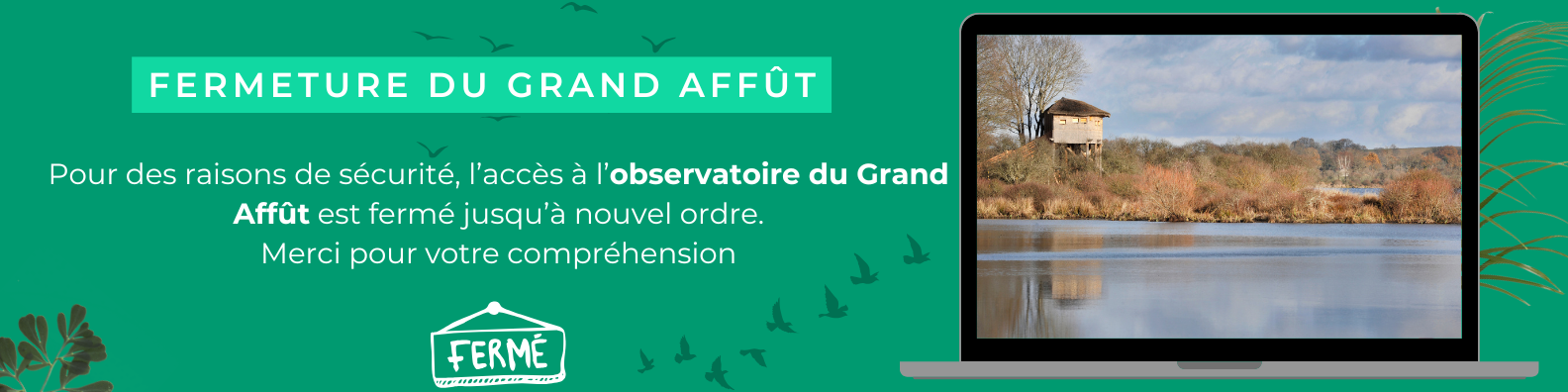Fermeture Observatoire du Grand Affût - Etang des Landes